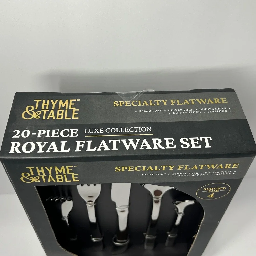 Thyme & Table Royal Flatware Set 20-Piece Luxe Collection Stainless Steel